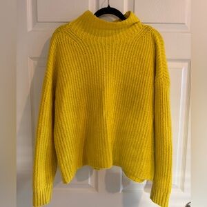 Anthropologie Bright Yellow Cowl Neck Sweater